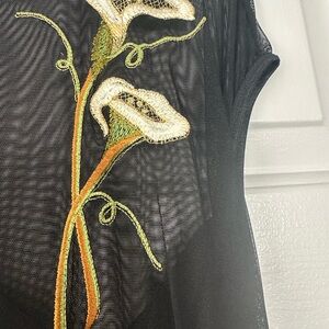 Black jumpsuit w gorgeous embroidery by designer new.